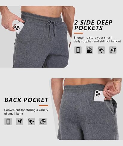 ZITY 3 Pack Men's Fleece Jogger Sweatpants with Pockets and Drawstring Athletic Active Workout Gym Sweat Pants Running Pants in Kuwait