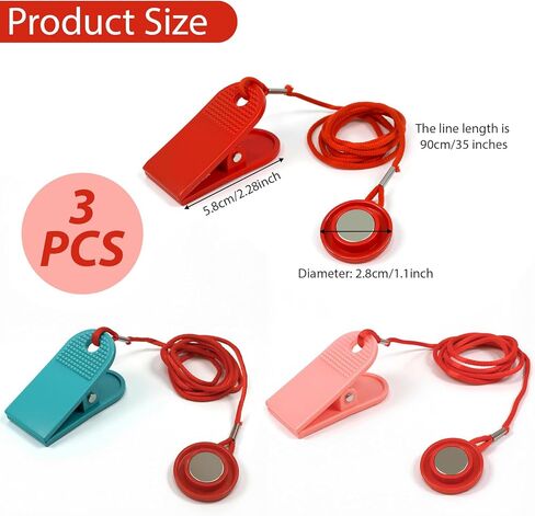 3 pcs Universal Treadmill Magnet Safety Key (Red/Pink/Blue) - Multi-Color Magnetic Safety Switch & Emergency Stop Key Replacement, Compatible with Most Treadmills, Running Machines in Kuwait