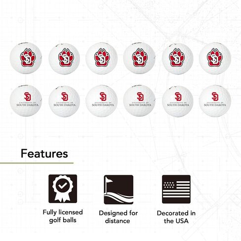 Desert Cactus University of South Dakota Dozen Golf Balls - Full Color 12 Pack, USD Coyotes Officially Licensed Gear in Saudi Arabia