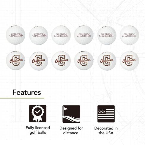 Desert Cactus College of Charleston Dozen Golf Balls - Full Color 12 Pack, CofC Cougars Officially Licensed Gear in Saudi Arabia