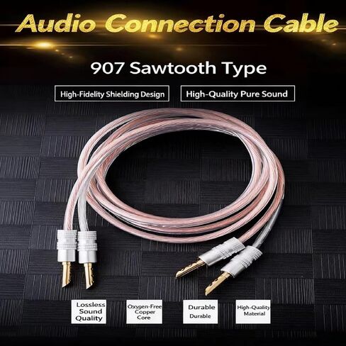 Premium Audio Speaker Cable, 13 AWG Oxygen-Free Copper Wire, Silver and Pink, Gold-Plated Banana Connectors, High-Fidelity Sound (39, Inches) in Saudi Arabia