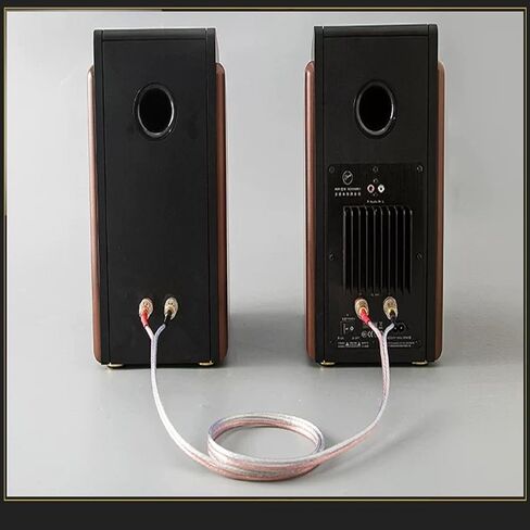Premium Audio Speaker Cable, 13 AWG Oxygen-Free Copper Wire, Silver and Pink, Gold-Plated Banana Connectors, High-Fidelity Sound (39, Inches) in Saudi Arabia