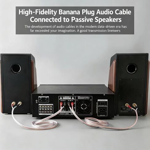 Premium Audio Speaker Cable, 13 AWG Oxygen-Free Copper Wire, Silver and Pink, Gold-Plated Banana Connectors, High-Fidelity Sound (39, Inches) in Saudi Arabia