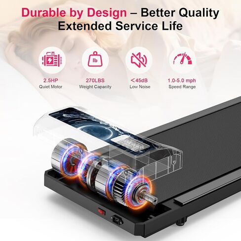 Walking Mat Pad With Incline and Handle Bar, Treadmill with Handles, 4 in 1 Under Desk Treadmill, 2.5HP Low Noise Compact Treadmills Small Space with Remote Control,Portable Treadmills for Home Office in Saudi Arabia