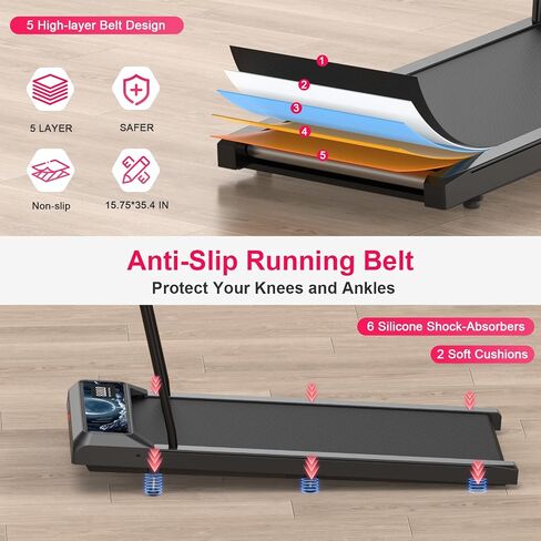 Walking Mat Pad With Incline and Handle Bar, Treadmill with Handles, 4 in 1 Under Desk Treadmill, 2.5HP Low Noise Compact Treadmills Small Space with Remote Control,Portable Treadmills for Home Office in Saudi Arabia