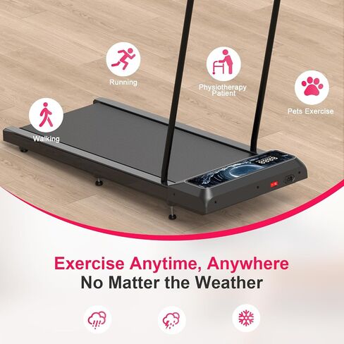 Walking Mat Pad With Incline and Handle Bar, Treadmill with Handles, 4 in 1 Under Desk Treadmill, 2.5HP Low Noise Compact Treadmills Small Space with Remote Control,Portable Treadmills for Home Office in Saudi Arabia