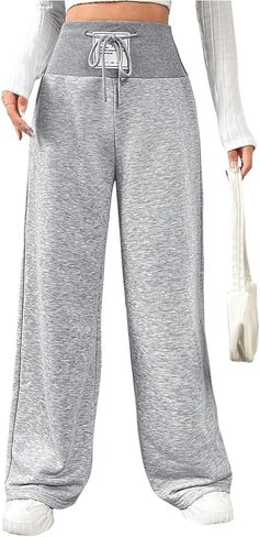 Women's High Waisted Sweatpants Drawstring Waist Athletic Pants Wide Leg Pants in Saudi Arabia
