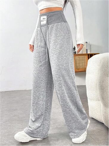 Women's High Waisted Sweatpants Drawstring Waist Athletic Pants Wide Leg Pants in Saudi Arabia