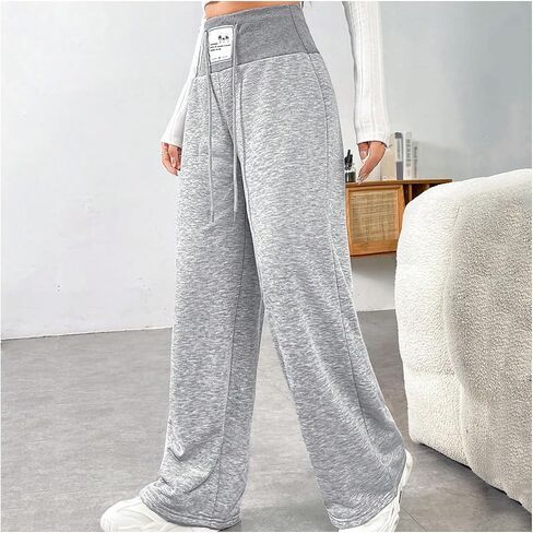 Women's High Waisted Sweatpants Drawstring Waist Athletic Pants Wide Leg Pants in Saudi Arabia