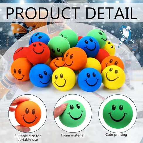 Soulchen 30pcs Foam Ice Hockey Pucks Diameter 3" Thickness 1" Happy Emotion Knee Indoor Ice Hockey Pucks with Mesh Bag for Practicing and Classic Training Birthday Gift Decoration in Saudi Arabia