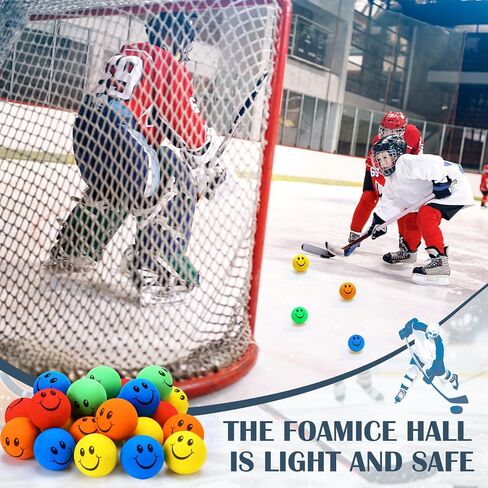 Soulchen 30pcs Foam Ice Hockey Pucks Diameter 3" Thickness 1" Happy Emotion Knee Indoor Ice Hockey Pucks with Mesh Bag for Practicing and Classic Training Birthday Gift Decoration in Saudi Arabia