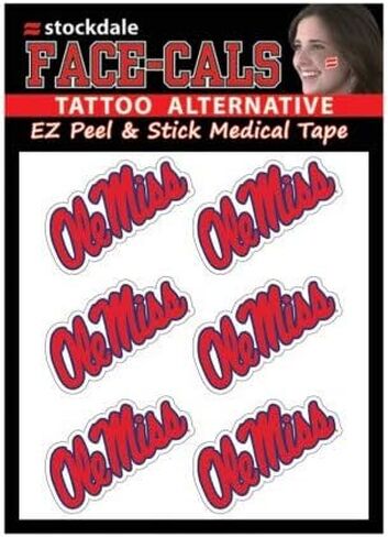 WinCraft NCAA Mississippi Old Miss Rebels Face Tattoos, Team Colors, One Size in Saudi Arabia