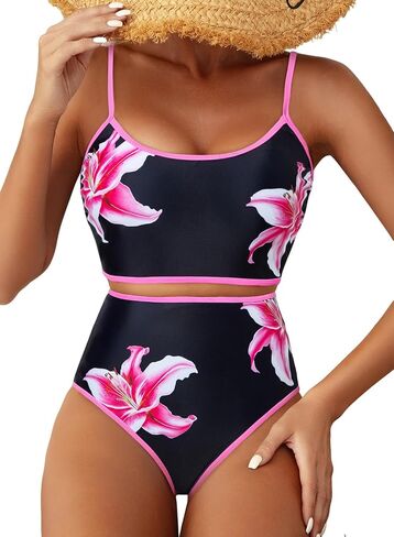Herseas Women's Floral Print Bikini Sets Two Piece Swim Suits 2026 High Waisted Scoop Bathing Suits in Saudi Arabia