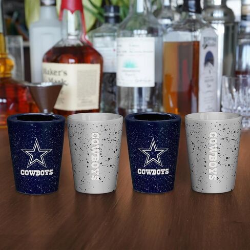 ريكو إندستريز NFL Football Dallas Cowboys Standard 2oz جامعي/حلوى سيراميك 4 عبوات من الزجاج الناري in Kuwait