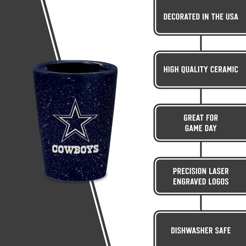 ريكو إندستريز NFL Football Dallas Cowboys Standard 2oz جامعي/حلوى سيراميك 4 عبوات من الزجاج الناري in Kuwait