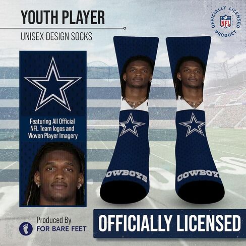 من أجل جوارب Bare Feet NFL Youth Roster Player Crew، جورب كرة قدم ممتاز للأولاد والبنات، مرخص رسميًا in Saudi Arabia