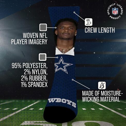 من أجل جوارب Bare Feet NFL Youth Roster Player Crew، جورب كرة قدم ممتاز للأولاد والبنات، مرخص رسميًا in Saudi Arabia