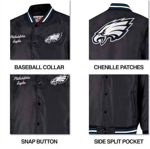 Ultra Game NFL mens Nfl Official Supreme Heritage Logo Satin Jacket Team Color 2 in Saudi Arabia
