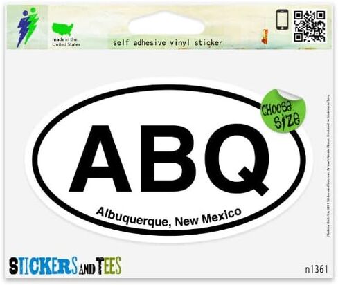 ملصق نافذة السيارة من الفينيل البيضاوي ABQ Albuquerque New Mexico مقاس 3 بوصة × 2 بوصة in Saudi Arabia
