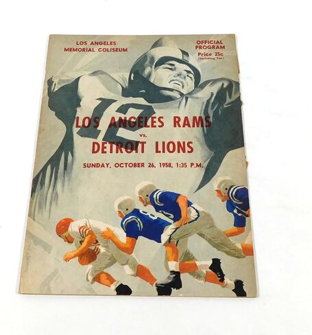 1958 ديترويت ليونز في برنامج لوس أنجلوس رامز لكرة القدم NFL 10-26-58 - برامج NFL in Saudi Arabia
