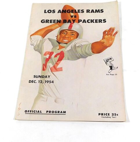 1954 باي باكرز في برنامج لوس أنجلوس رامس لكرة القدم NFL 12-12-54 - برامج NFL in Kuwait