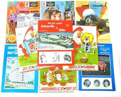 Lot of (9) Diff 1968 and 1969 Jacksonville State College Football Programs - NFL Programs in Saudi Arabia