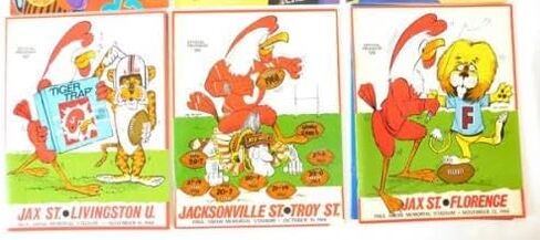 Lot of (9) Diff 1968 and 1969 Jacksonville State College Football Programs - NFL Programs in Saudi Arabia