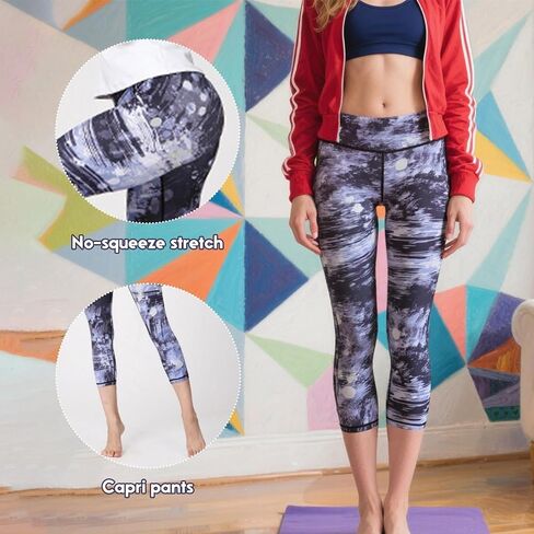 High Waisted Capri Yoga Pants with Unique Prints for Women Gym Fitness Running and Casual Wear in Saudi Arabia