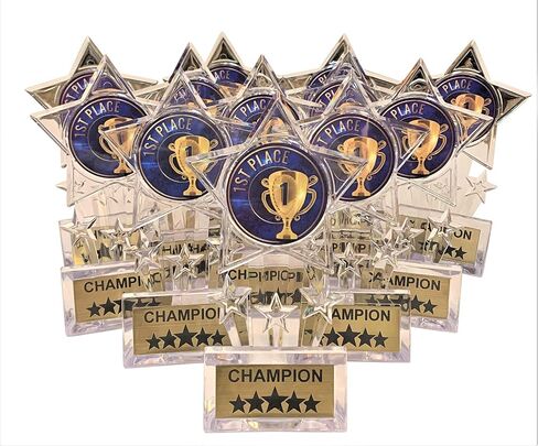 Express Medals 6.5 Inch Clear Acrylic Star 1st Place Champion Trophy Awards (Pack of 12) in Saudi Arabia