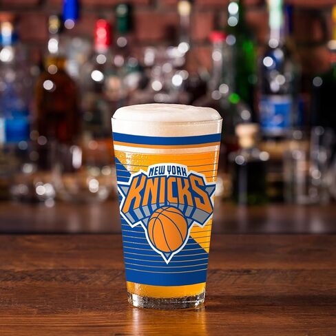 Rico Industries NBA Basketball New York Knicks Standard 16 oz Pint Glasses with Digitally Printed Logo, Classic Drinking Glass in Saudi Arabia