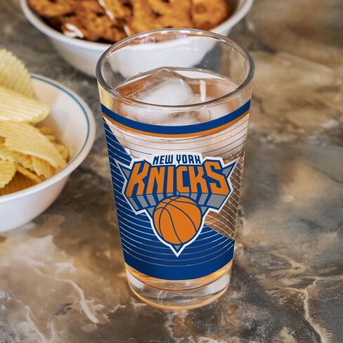Rico Industries NBA Basketball New York Knicks Standard 16 oz Pint Glasses with Digitally Printed Logo, Classic Drinking Glass in Saudi Arabia