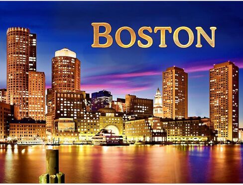 CafePress Boston Harbor At Night Text BOSTON Copy Mugs 11 oz (325 ml) Ceramic Coffee Mug in Saudi Arabia
