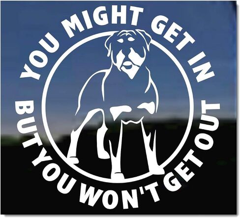 قد تدخل، لكنك لن تخرج | ملصق لاصق للنافذة مصنوع من الفينيل من NickerStickers® Rottweiler Guard Dog in Saudi Arabia