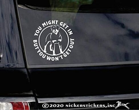 قد تدخل، لكنك لن تخرج | ملصق لاصق للنافذة مصنوع من الفينيل من NickerStickers® Rottweiler Guard Dog in Saudi Arabia