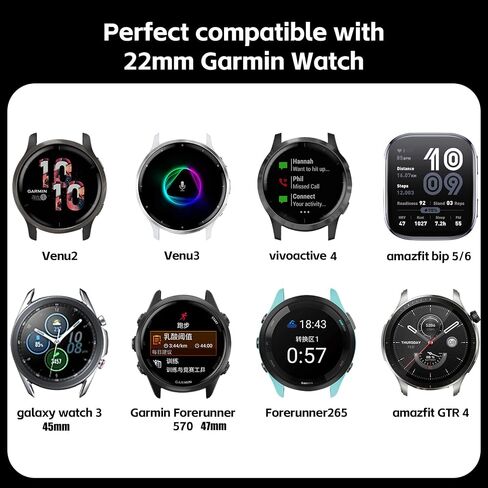 نايلون مقاوم للاهتراء 22 مم متوافق مع حزام ساعة Garmin Venu 3 Venu 2 Venu 4 45 مم، حزام Farbic متين لـ Amazfit Bip 5/Bip 6/Balance/GTR 4/3 Pro/3/2/2e/47 مم/Forerunner 265/255/Vivoactive 4 in Kuwait