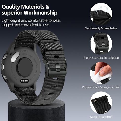 نايلون مقاوم للاهتراء 22 مم متوافق مع حزام ساعة Garmin Venu 3 Venu 2 Venu 4 45 مم، حزام Farbic متين لـ Amazfit Bip 5/Bip 6/Balance/GTR 4/3 Pro/3/2/2e/47 مم/Forerunner 265/255/Vivoactive 4 in Kuwait