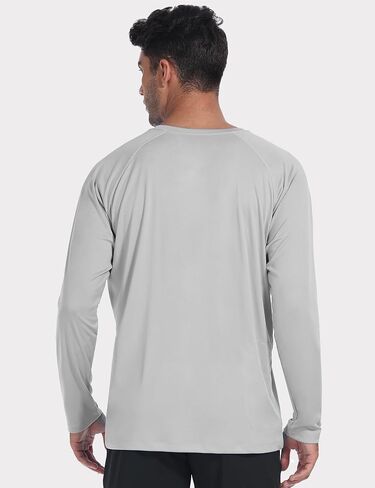 UPF 50+ Rash Guard for Men with Pocket Swim Shirts, Quick Dry Long Sleeve UV Protection Fishing Surfing Beach T-Shirt in Saudi Arabia