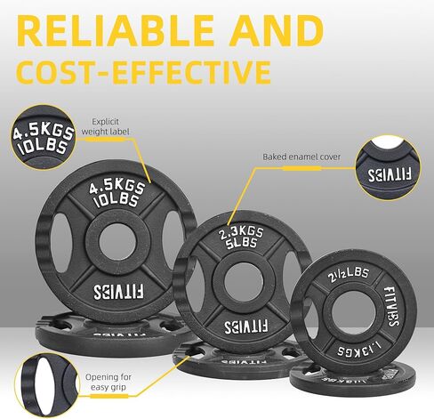 Fitvids Cast Iron 2-Inch Olympic Plate Weight Plate for Strength Training and Weightlifting, Multiple Sizes in Saudi Arabia