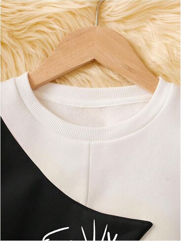Girl's Graphic Crewneck Cute Sweatshirts Color Block Long Sleeve Cartoon Pullover Tops in Saudi Arabia