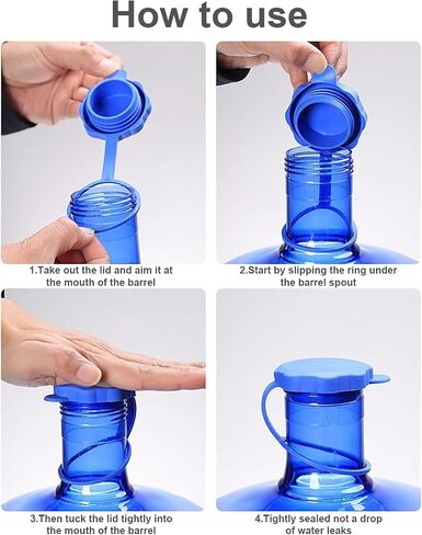 4PCS 3 and 5 Gallon Water Jug Cap Reusable, Food Grade Silicone Replacement Gallon Caps for 55mm Standard Screw Crown Tops Bottle and Water Dispensers, Anti-Splash, Leak Free in Saudi Arabia