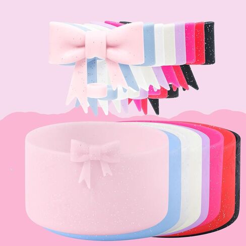 Cup Accessories Set for Stanley,Including Cute Bow Straw Cover Caps 10mm Reusable Straw Toppers,Silicone Boot Sleeve Bumper Protector for Stanley Quencher H2.0 Tumbler 30&40oz,Glitter in Saudi Arabia