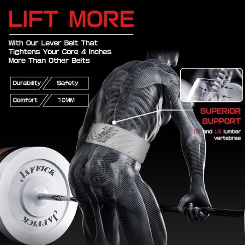Jaffick Lever Lifting Belt – Power 10mm Extreme Heavy Duty Genuine Leather Lower Back Support for Squats, Bench Press, Deadlifts Bodybuilding Weightlifting Powerlifting for Men & Women in Saudi Arabia