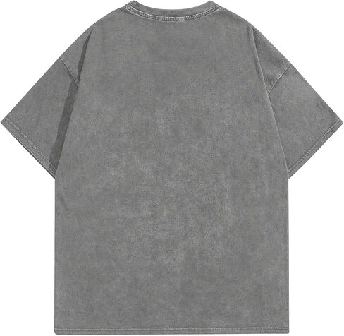Oversized Graphic T-Shirt for Men New York Los Angeles Vintage Acid Wash Cotton Tees Streetwear Casual Tee Top in Saudi Arabia