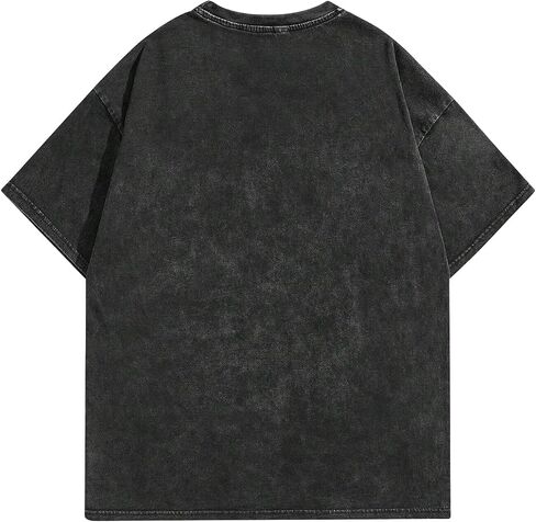 Oversized Graphic T-Shirt for Men New York Los Angeles Vintage Acid Wash Cotton Tees Streetwear Casual Tee Top in Saudi Arabia