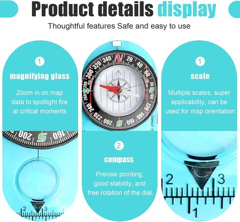 Professional Hiking Compass with Map Ruler for Orienteering Camping Navigation and Outdoor Survival Adventures 1 Pcs in Saudi Arabia