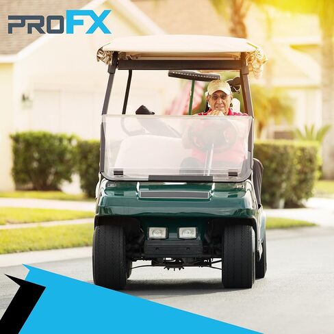 الزجاج الأمامي لعربة الجولف PROFX متوافق مع Club Car DS | تصميم ملون قابل للطي | يناسب موديلات DS 2000.5-2014 مع دعامات أمامية مدببة | صنع في أمريكا in Kuwait