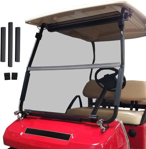 الزجاج الأمامي لعربة الجولف PROFX متوافق مع Club Car DS | تصميم ملون قابل للطي | يناسب موديلات DS 2000.5-2014 مع دعامات أمامية مدببة | صنع في أمريكا in Kuwait