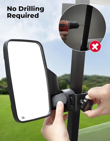 KEMIMOTO Golf Cart Side Mirrors, No Drilling Golf Cart Rear View Mirror, 180 Degree Rotation, Universal Fits 0.75-1.25 inch Square Tube, Compatible with EZGO, Club Car, Drive2 in Saudi Arabia