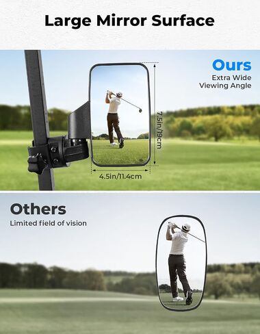 KEMIMOTO Golf Cart Side Mirrors, No Drilling Golf Cart Rear View Mirror, 180 Degree Rotation, Universal Fits 0.75-1.25 inch Square Tube, Compatible with EZGO, Club Car, Drive2 in Saudi Arabia