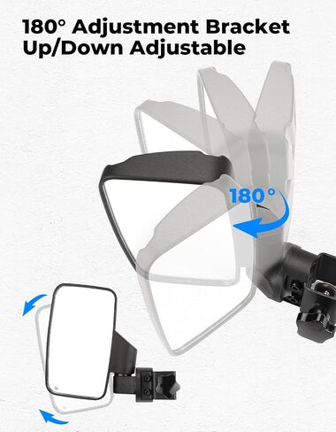 KEMIMOTO Golf Cart Side Mirrors, No Drilling Golf Cart Rear View Mirror, 180 Degree Rotation, Universal Fits 0.75-1.25 inch Square Tube, Compatible with EZGO, Club Car, Drive2 in Saudi Arabia
